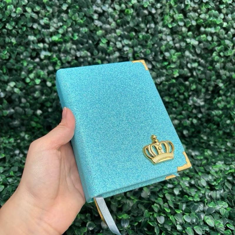 Mini Bíblia Feminina Infantil de Bolsa com índice Letra Pequena ARC Glitter Turquesa Evangélica